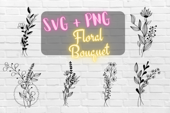 6 Floral Bouquet Hand-Draw Bundle