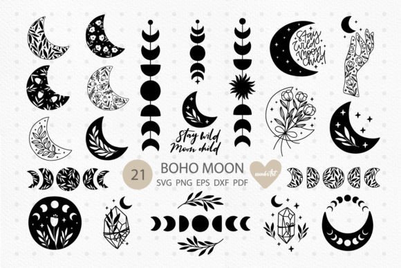 Boho Moon SVG Bundle, Celestial SVG - 21