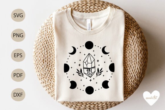 Celestial Crystal SVG with Moon Phase