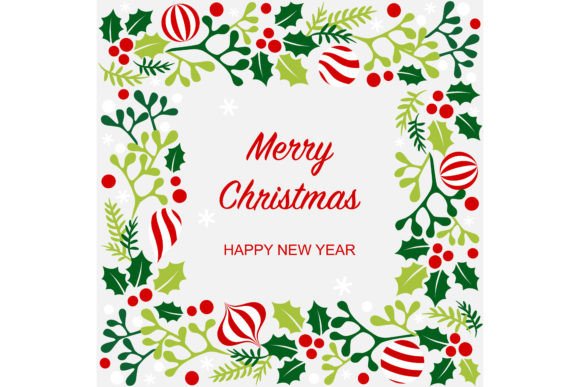 Christmas Card with Square Floral Frame