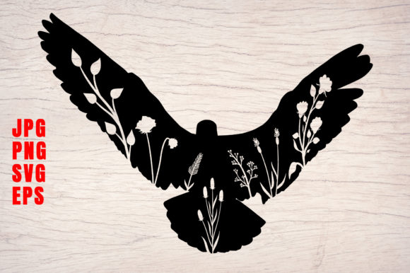 Dove Design Bird Floral Silhouette Art