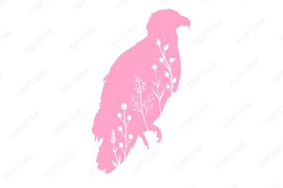 Eagle Silhouette Floral 4th of July Art