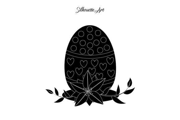 Easter Egg Floral Silhouette Vector