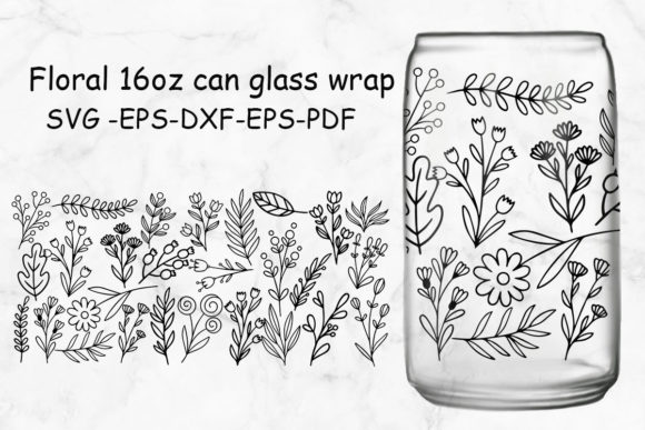 Floral 16 Oz Glass Wrap