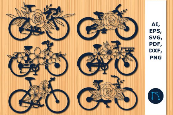 Floral Bicycle Paper Cut File Bundle