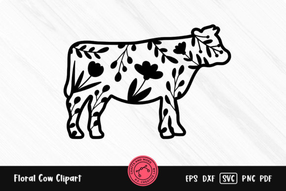 Floral Cow Farmhouse Silhouette