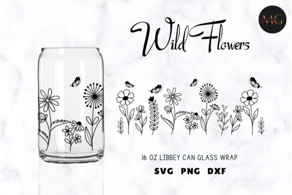 FLORAL Libbey Can Glass Wrap