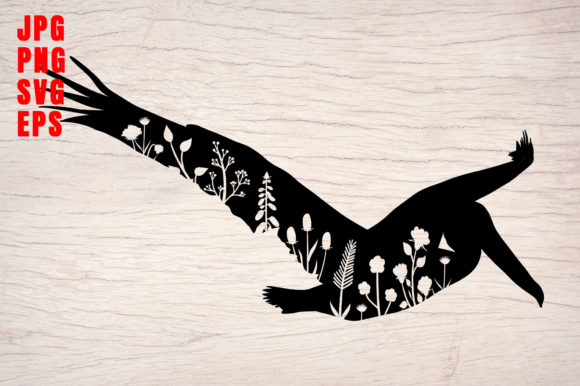Flying Bird Floral Silhouette Pelicans