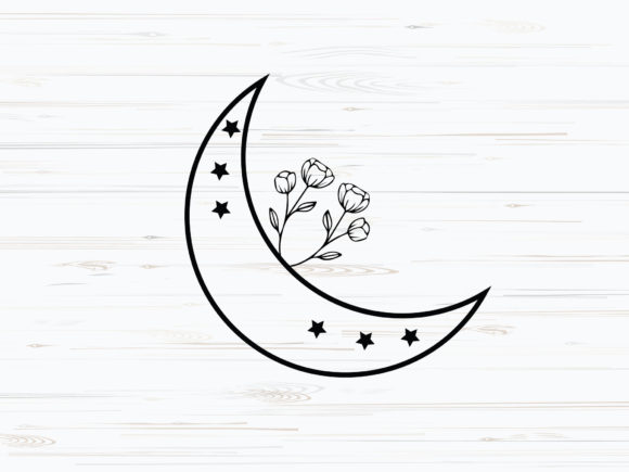 Laser Cut Moon with Floral