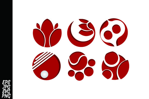 Red Floral, Paw Abstract Logo Icon Set