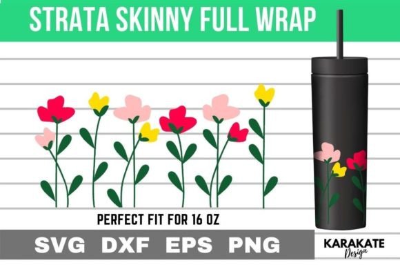Spring Floral, 16 Oz Strata Skinny Wrap