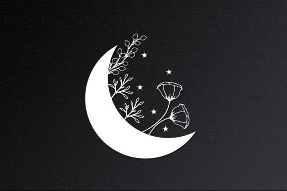Sun Moon Floral with Star Cut File