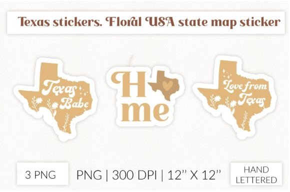 Texas Map Stickers. Floral Texas Home